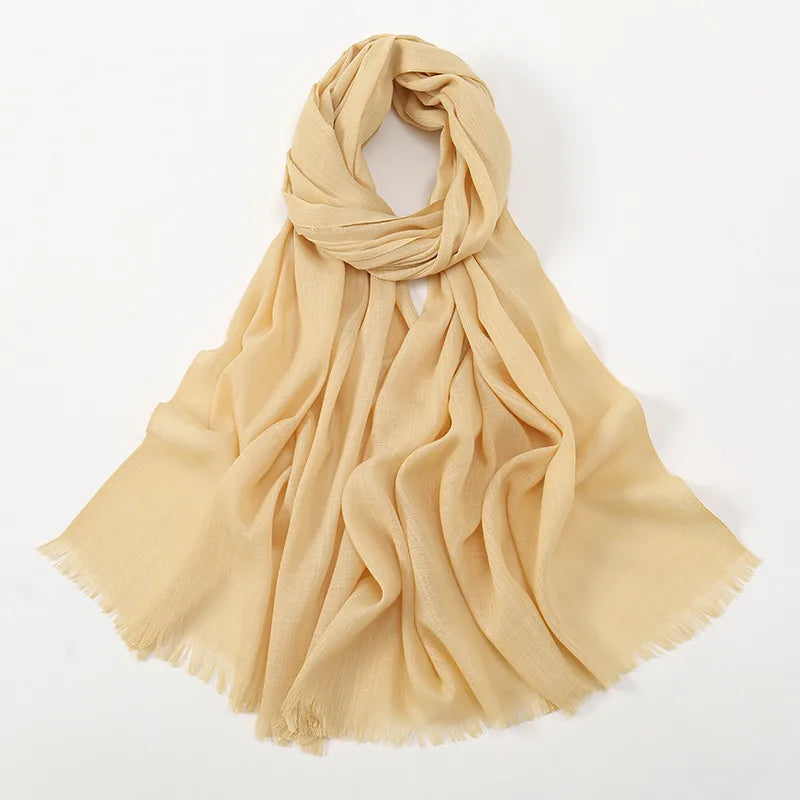 Unisex Simple Style Solid Color Slub Cotton Tassel Scarf
