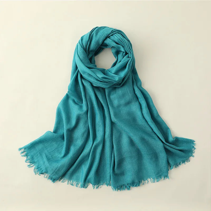 women's elegant solid color cotton silk scarves