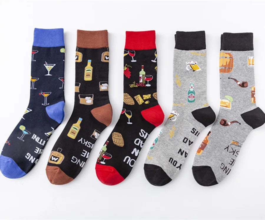 men's fashion color block cotton jacquard ankle socks