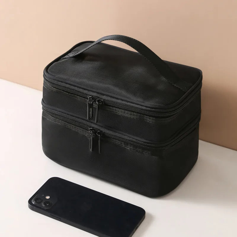 grid visual large multi-functional travel cosmetic storage bag