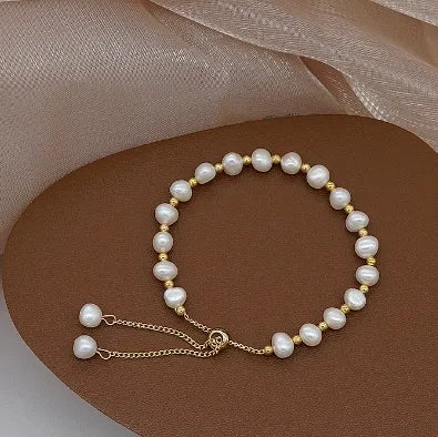 Freshwater Pearl Copper Elegant Simple Style Streetwear Bracelets