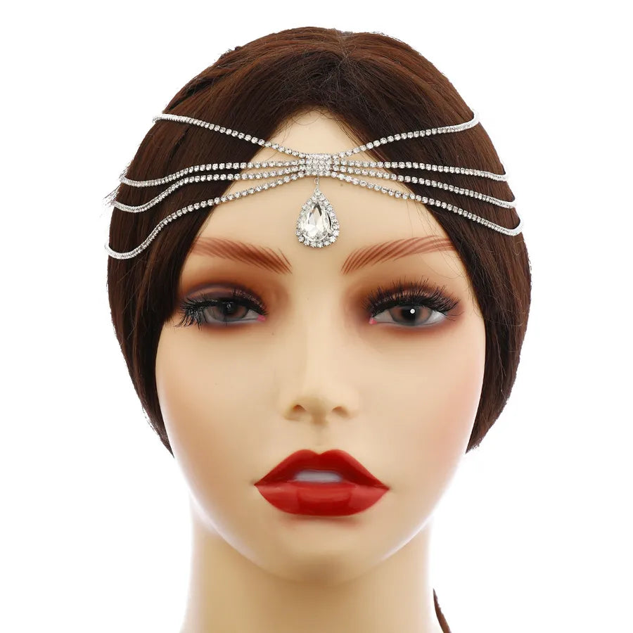 Bohemian Crystal Bridal Forehead Decor Brow Heart Drop Headband Waterdrop Hair Accessory  Style Comb Inlet
