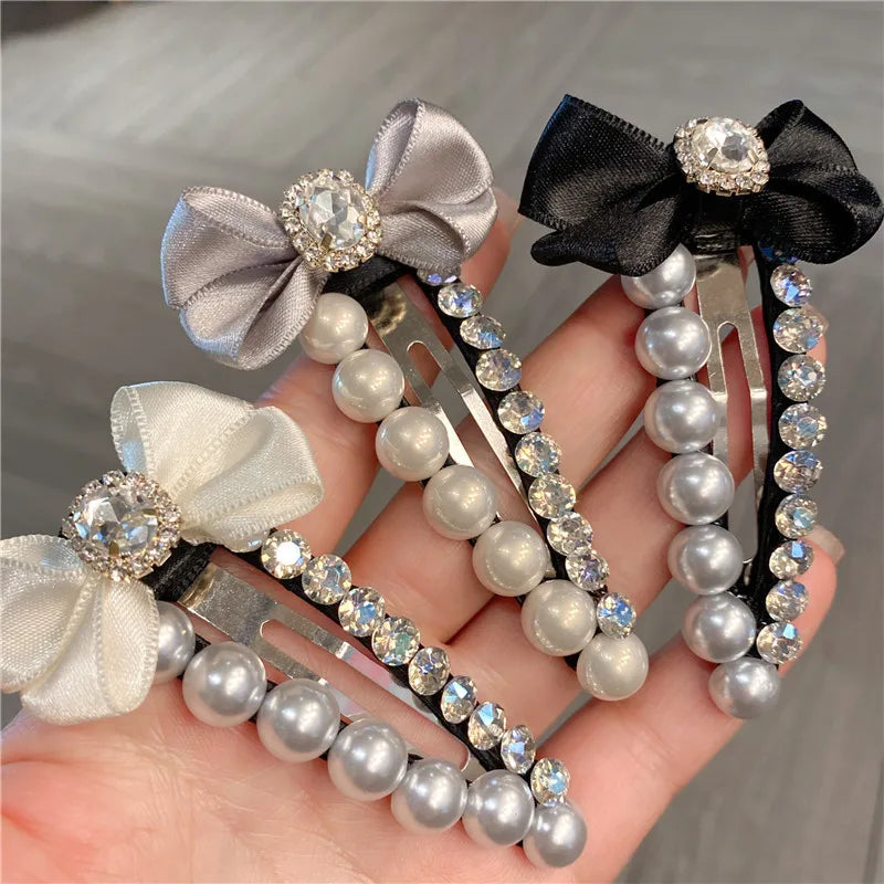 New Vintage Pearl Hair Clip Fresh Water Diamond Side BB Clip Large Back Of Head Simple Hair Accessories For Women