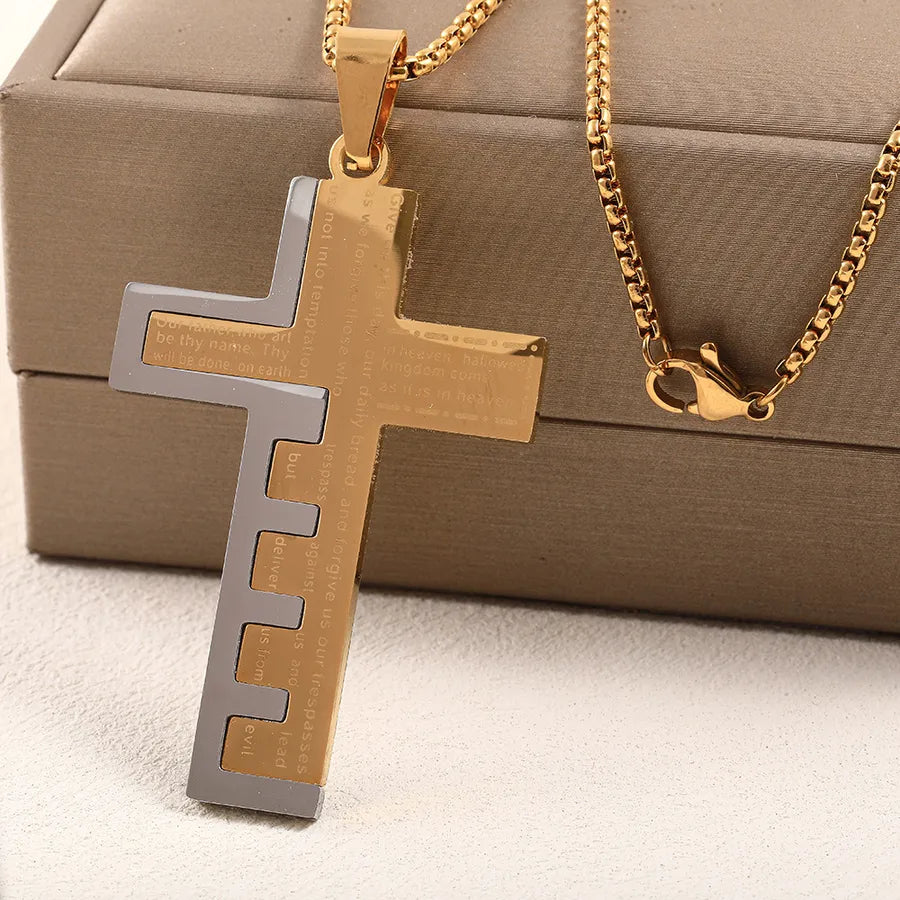 Wholesale Jewelry Vacation Classic Style Cross 304 Stainless Steel box chain Pendant Necklace