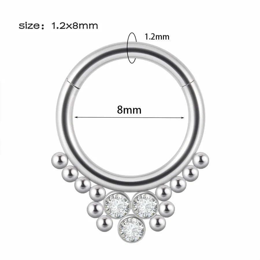 1 Piece Nose Rings & Studs Hip-Hop Round 304 Stainless Steel Rhinestone Copper Plating Rhinestones Zircon