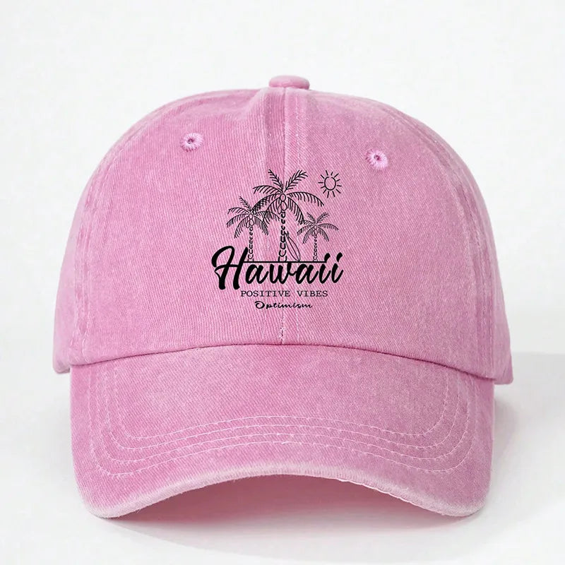 Unisex Elegant Lady Streetwear Letter Coconut Tree Curved Eaves Baseball Cap