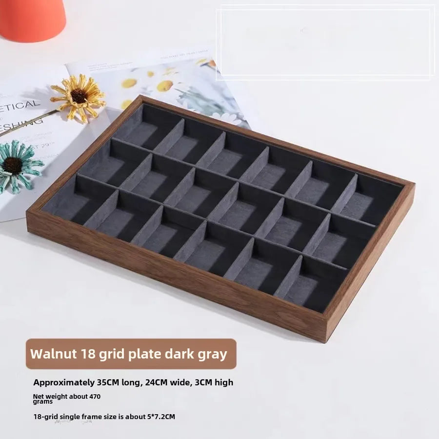 Walnut wood grain jewelry storage box ring tray stud earrings necklace watch tray jewelry bracelet display