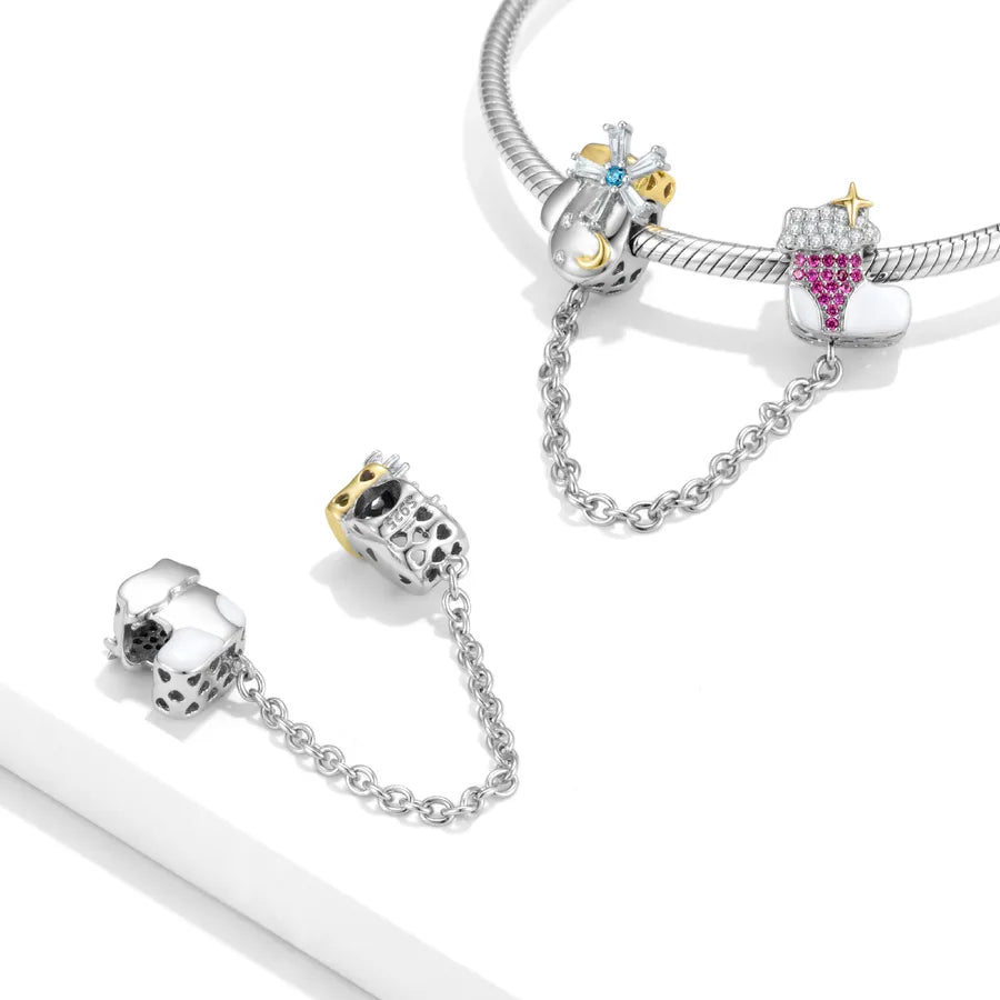 1 Piece 925 Sterling Silver Zircon Gloves Sock Rope Chain Spacer Bars Jewelry Accessories