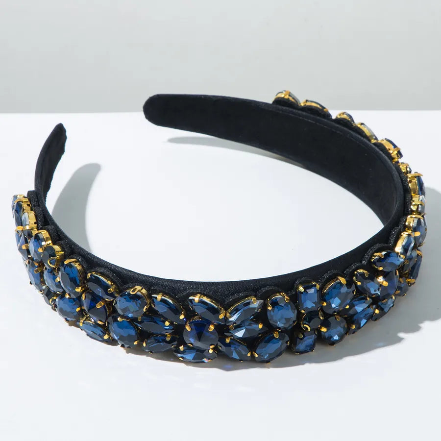Casual Classic Style Women's Water Droplets Alloy Cloth Glass Inlay Glass Hair Band