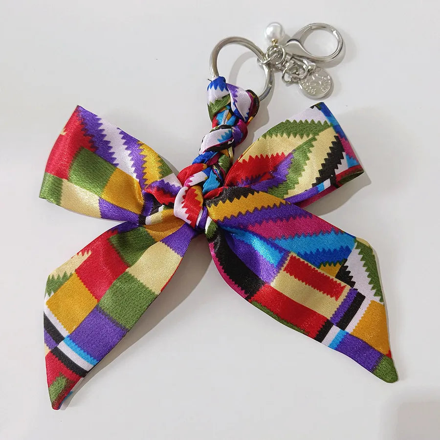 Sweet Simple Style Bow Knot Cloth Metal Unisex Bag Pendant Keychain