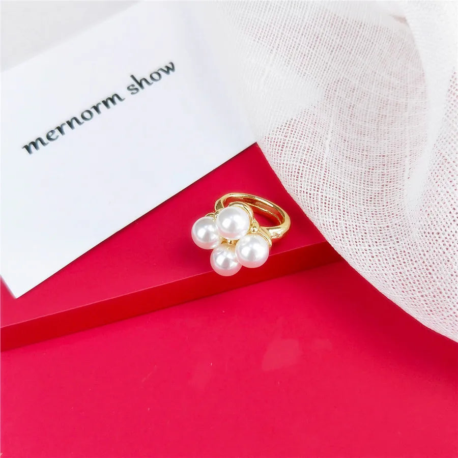 women's fashion geometric water droplets pu alloy rhinestone pearl