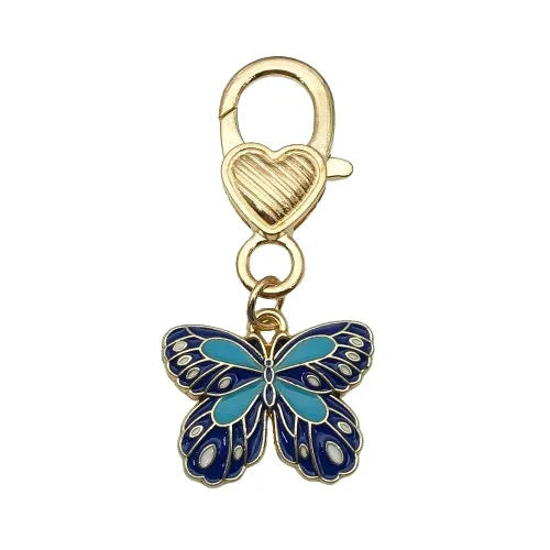 Cute Sweet Heart Shape Butterfly Alloy Enamel Bag Pendant Keychain
