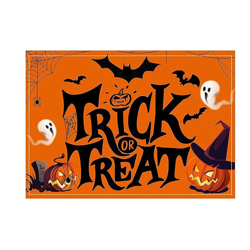 Halloween Dining Mat Trick Or Treat Series Combination Table Mat Restaurant Holiday Atmosphere Decoration Utensil Heat Resistant Pad
