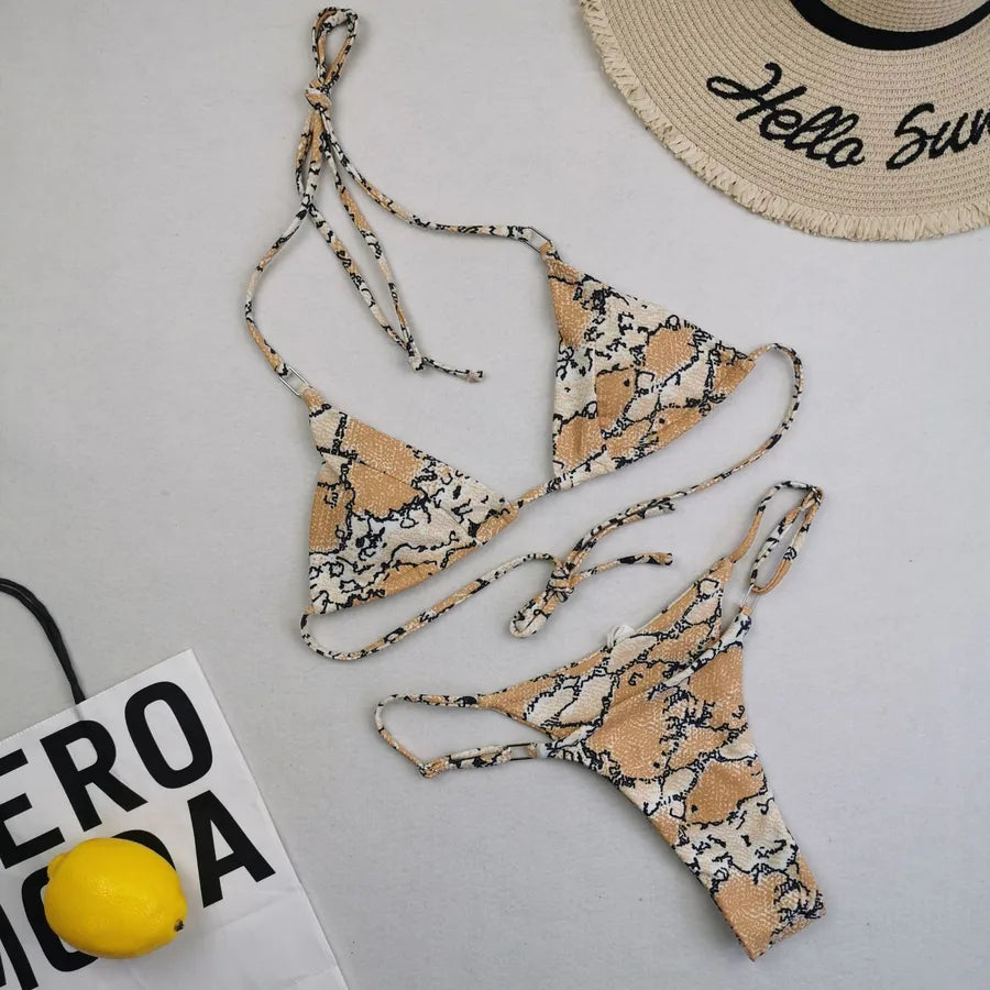 women's solid color 2 pieces set bikinis