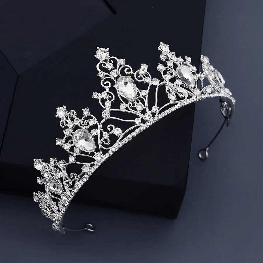 classic alloy hollow water drop  bride crown