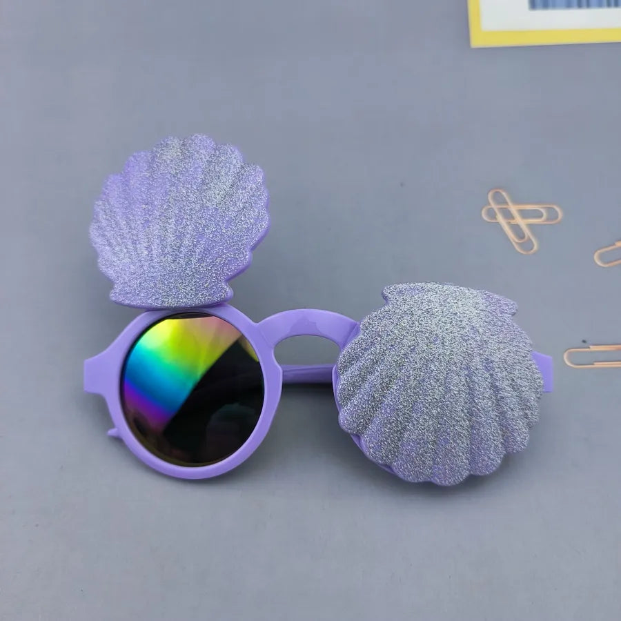 Cute Novelty Shell Ac Round Frame Full Frame Kids Sunglasses