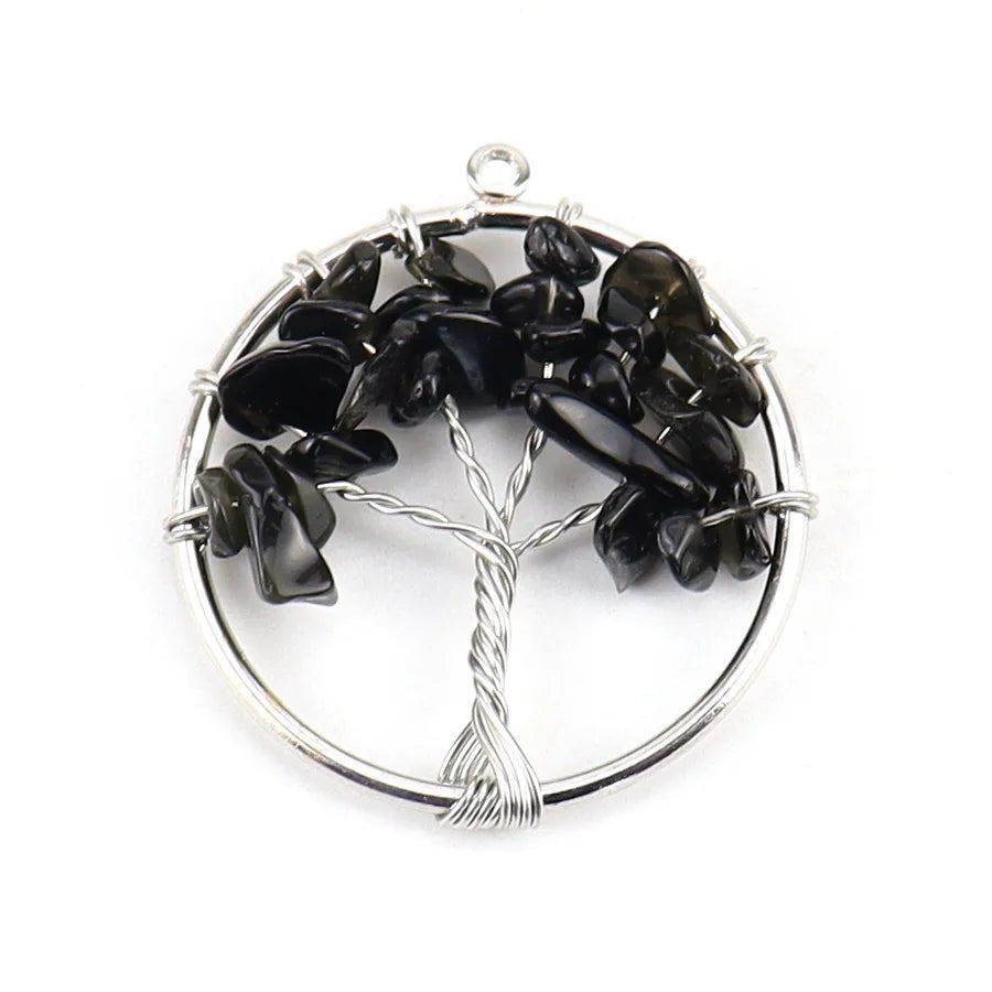 simple style lucky tree natural stone agate wholesale pendants