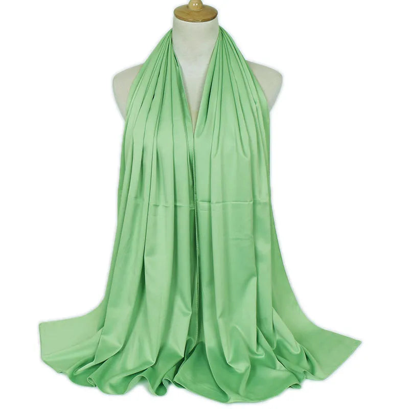 women's lady solid color satin silk scarves