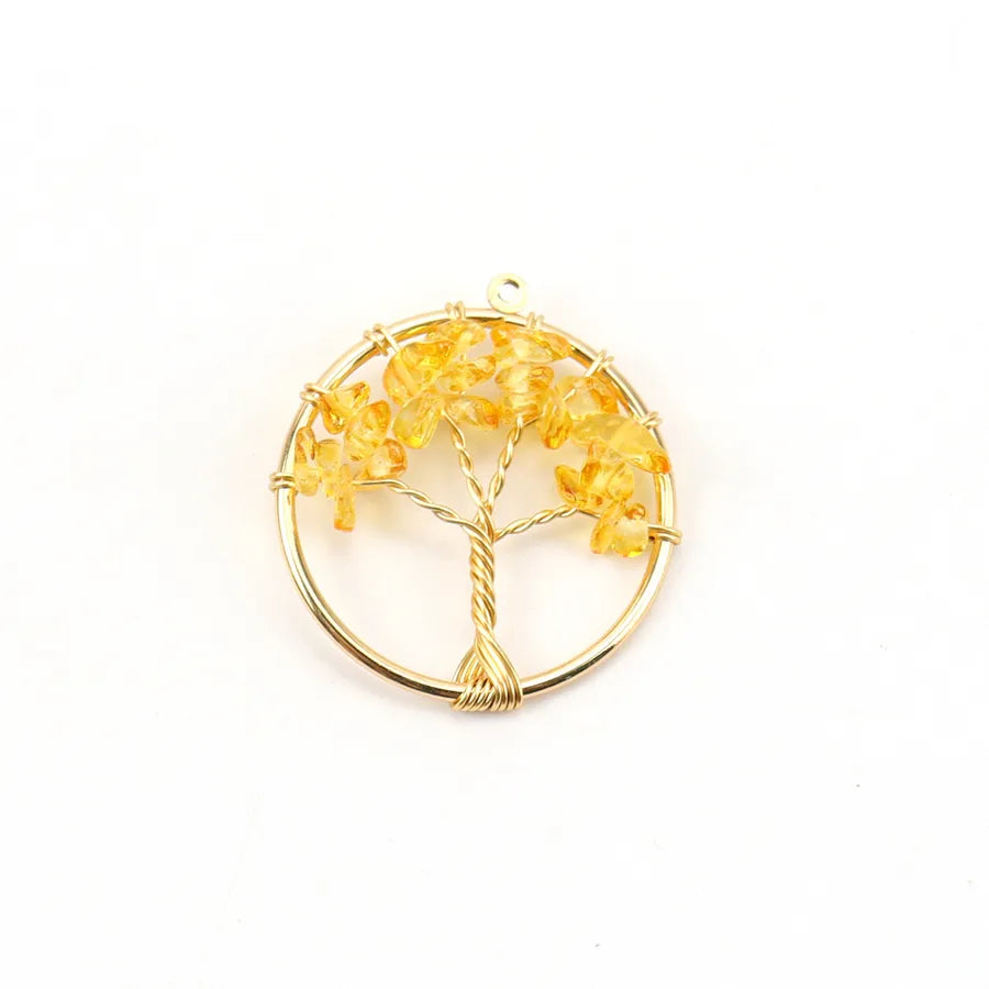 simple style lucky tree natural stone agate wholesale pendants