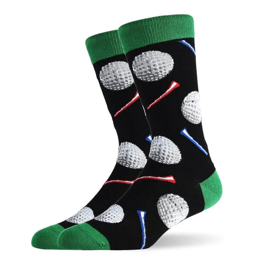 men's fashion car mushroom nylon cotton jacquard crew socks
