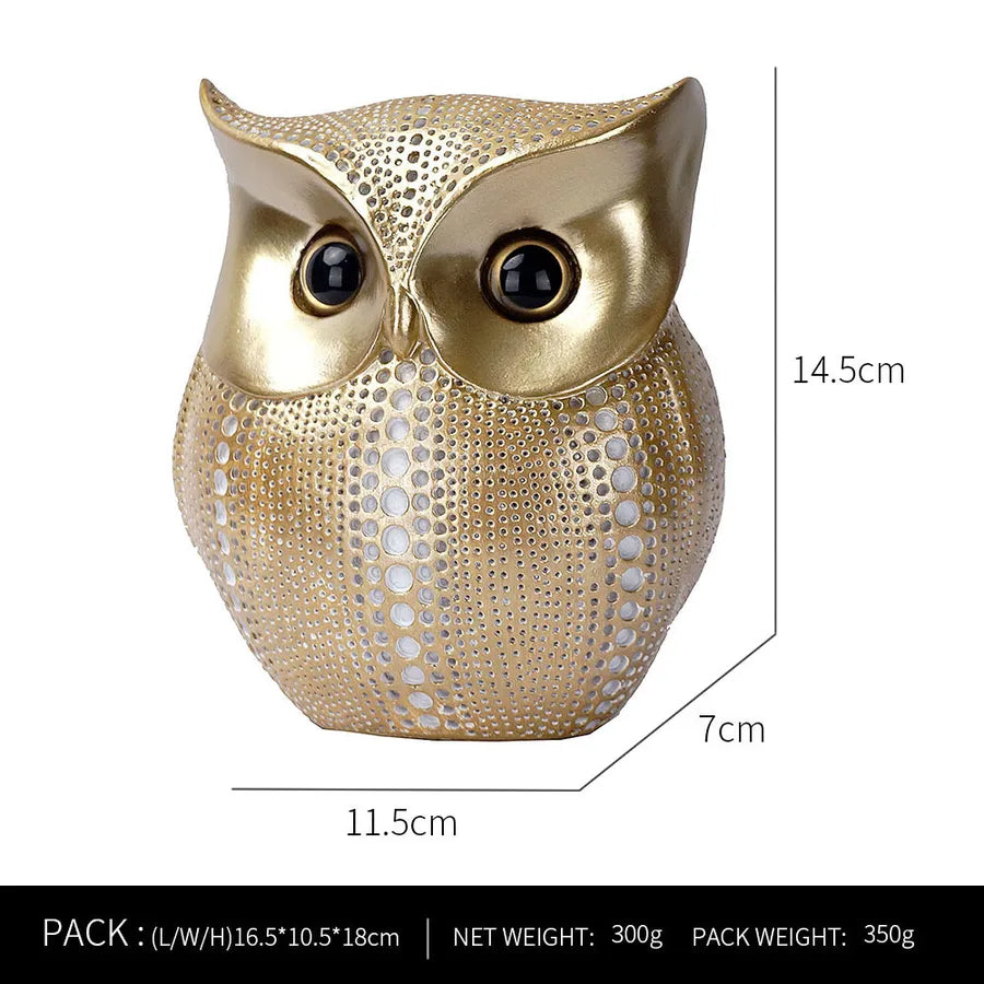 Nordic Light Luxury Golden Owl Resin Craft Ornaments Home Soft Decorations Model House Art Animal Decoration