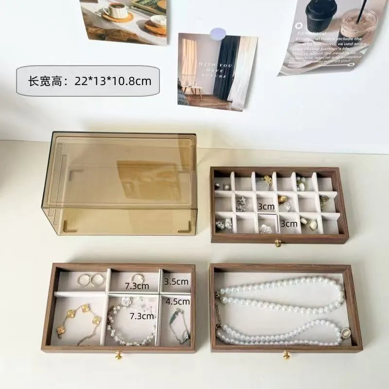 New Large Capacity Multi-layer Walnut Pattern Jewelry Storage Box Earring Necklace Accessory Headwear Handwear Storage Box