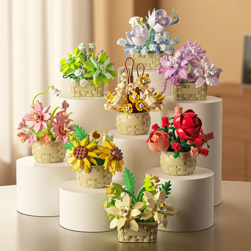 Kids(7-16Years) Flower Plastic Building Toys