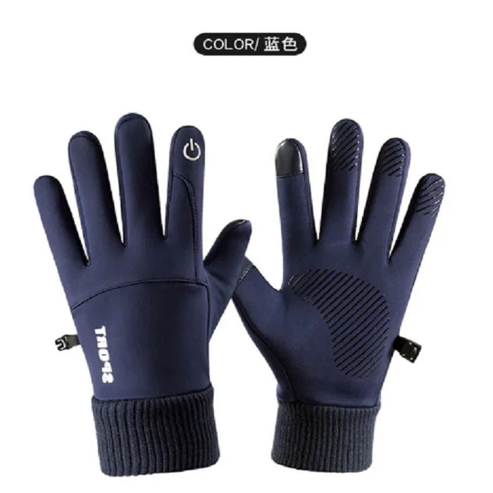 Gloves Men's Winter Touch Screen Warm Gloves Windproof Waterproof Cold-proof Fleece-lined Outdoor Sports Riding Gloves