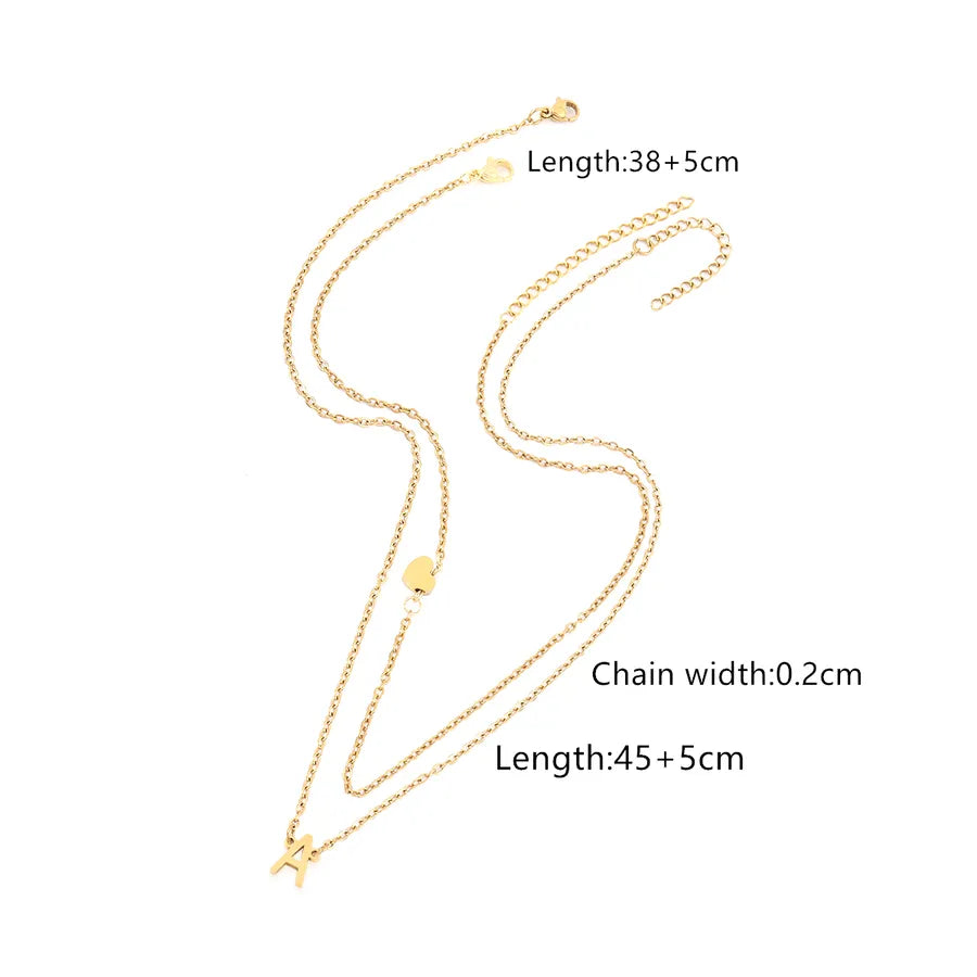 Wholesale Jewelry Elegant Retro Classic Style Letter Heart Shape 201 Stainless Steel 304 Stainless Steel cable chain Pendant Necklace