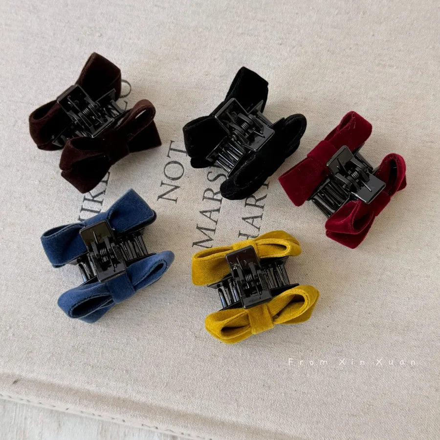 Velvet Butterfly Knot Small Hair Clip Women's Princess Style Hair Accessories Fairy Tale Feel Non-Etched Hair Grips