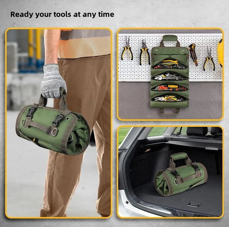 Multi-function roll-type electrician bag garden electrician portable tool bag car hanging hardware storage bag