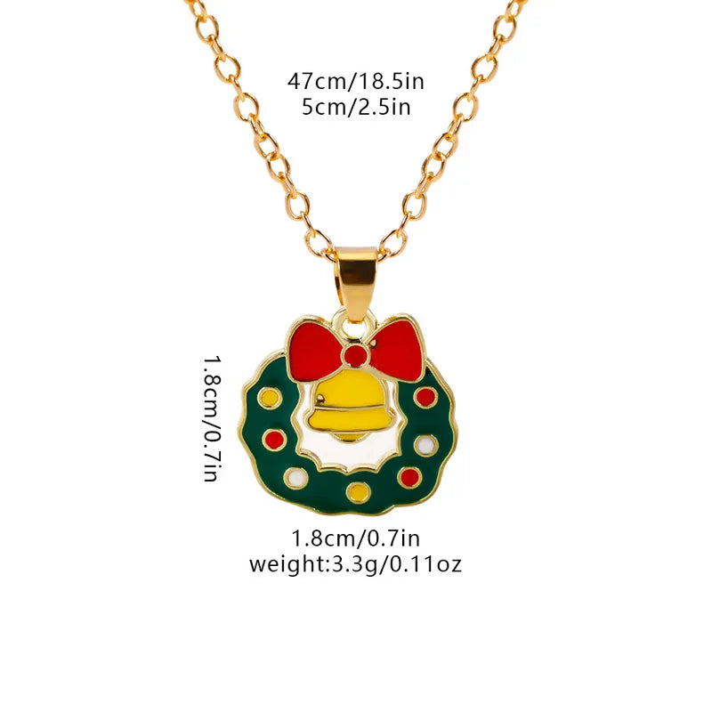 Christmas Elements Deer Santa Claus Alloy Pendant Necklace Christmas Socks Drop Oil Bell Pendant Best Friend Jewelry