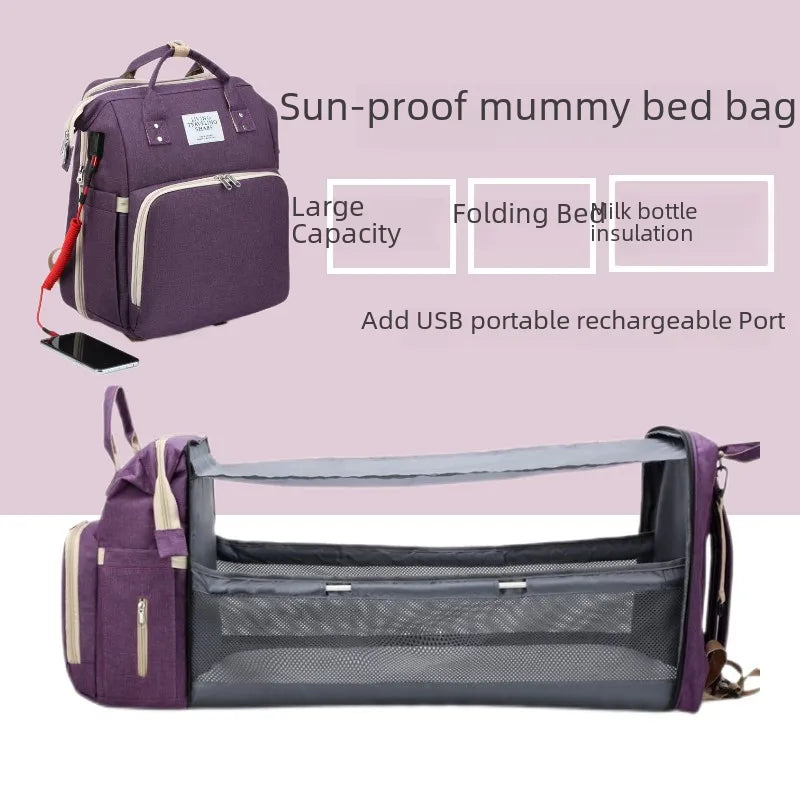 Wholesale  multi-functional mommy bag with USB large capacity baby bag folding baby bag to be produced bag mother bag