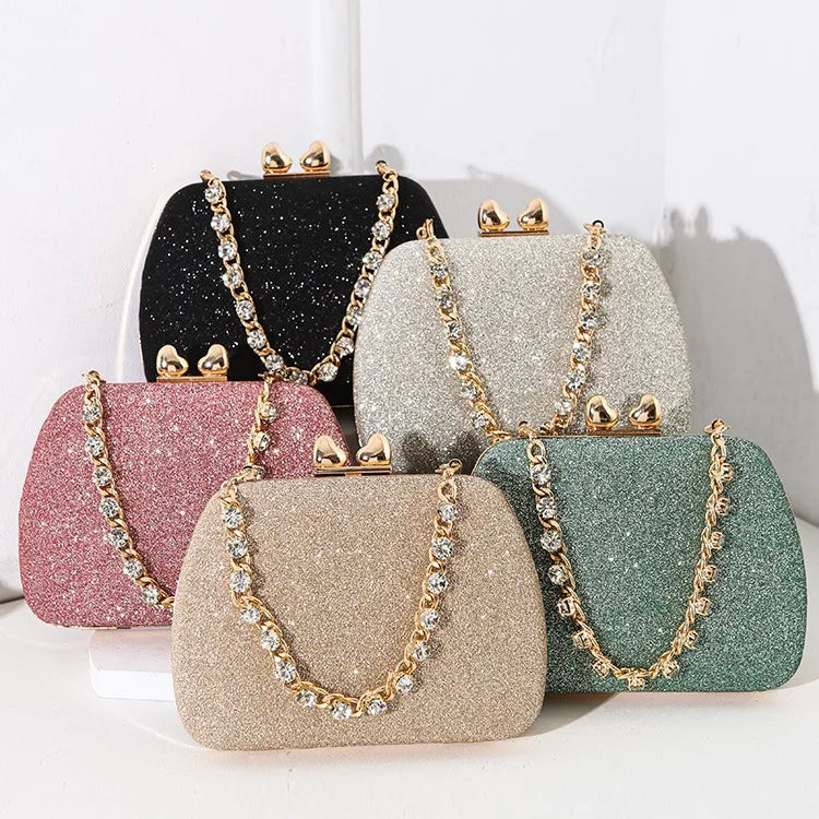 Silver Black Pink Pu Leather Solid Color Square Evening Bags