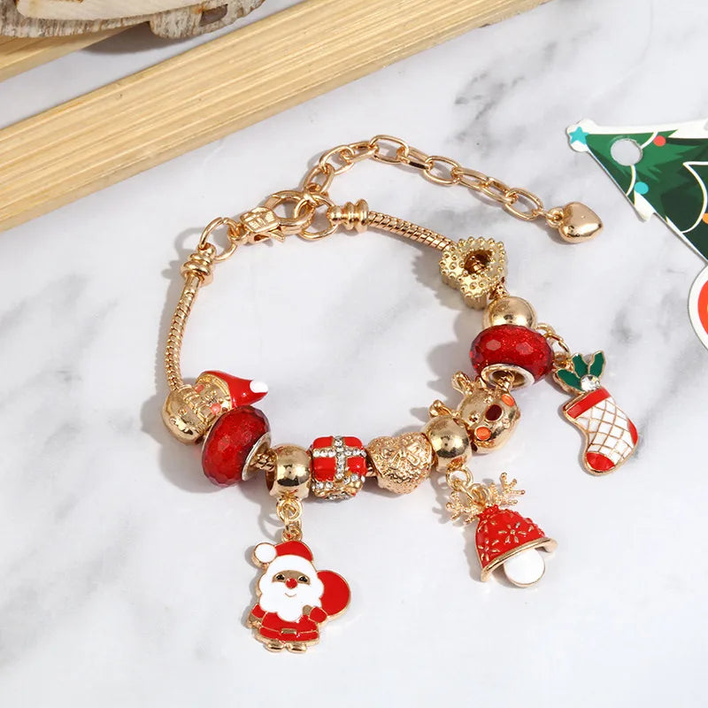 Blue Crystal Beads Bracelet Halloween DIY Snake Bone Bracelet Fashionable OL Style Alloy Cartoon Character Pattern Unisex