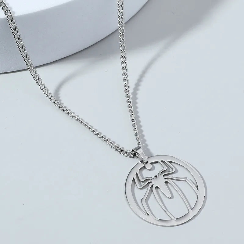 europe and america cross border ornament creative new horror spider pendant stainless steel round dark halloween necklace accessories