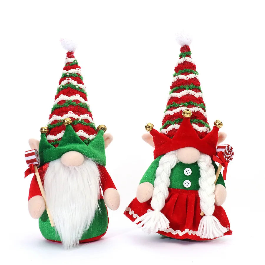 Christmas Cute Doll Stripe PP Flannel Party Ornaments
