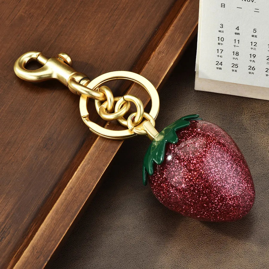 Cute Strawberry Alloy Plating Keychain
