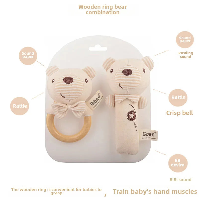 Gbee baby rattle plush toy early education animal round rattle doll baby soothing toy