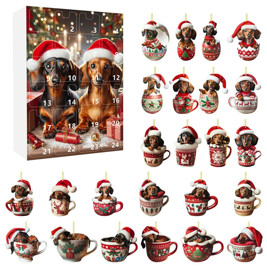 Creative Acrylic Flat Christmas Sausage Dog Blind Box Gift Set Festive Party Supplies Unique Holiday Themed Packaging
