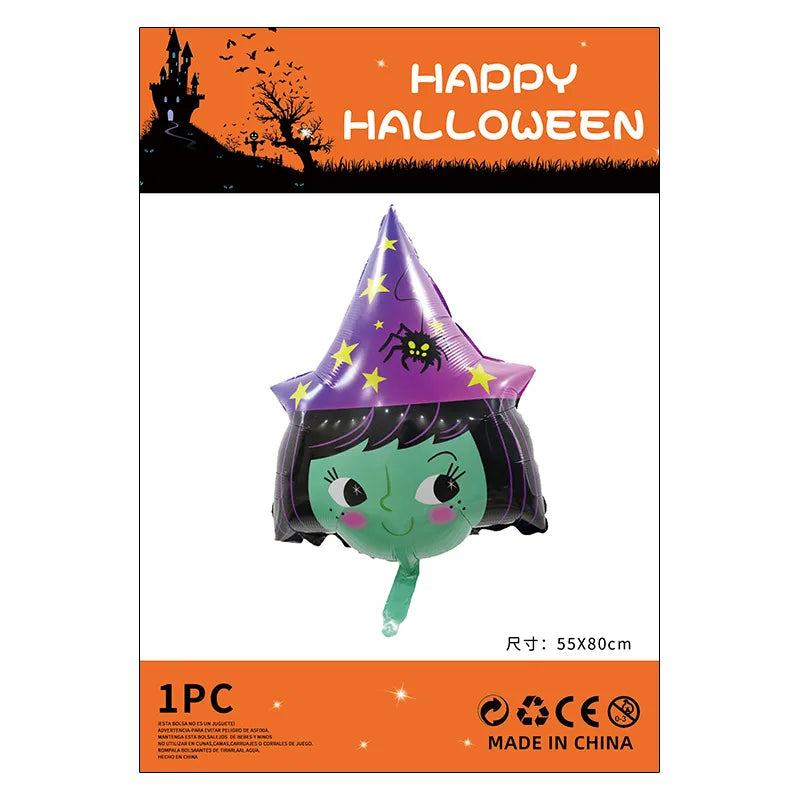 Halloween Decorations Pumpkin Spider Back Card Single Aluminum Foil Balloon Ghost Festival Skull Funny Bar Balloon