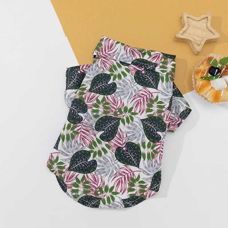 hawaiian polyester leaves pet clothing