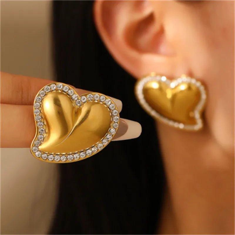 Casual Streetwear Geometric Plating 316 Stainless Steel  December Birthstone Turquoise Zircon 18K Gold Plated Bullet Backs Ear Studs