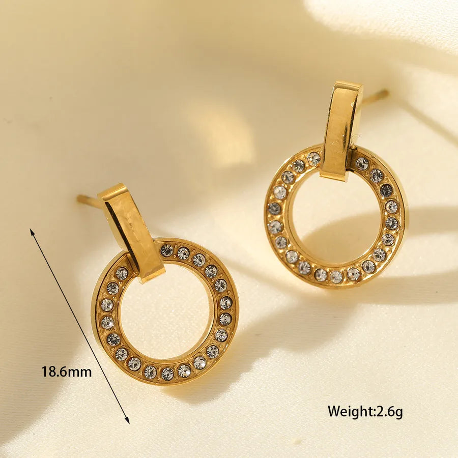1 Piece Glam Shiny Round 304 Stainless Steel Ear Studs