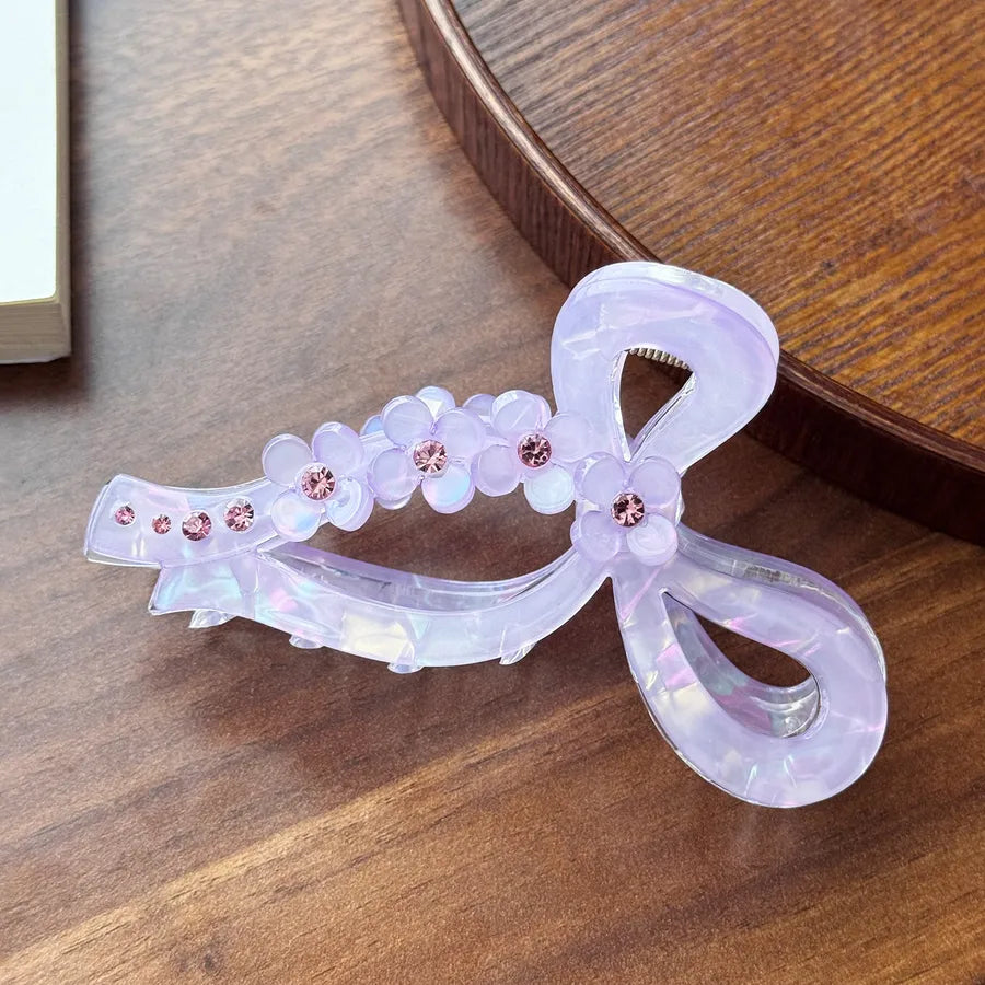 Elegant Large Butterfly Knot Diamond Embedded 3D Flower Hair Clip Luxury High Ponytail Hair Clip For Women Hair Accessories
