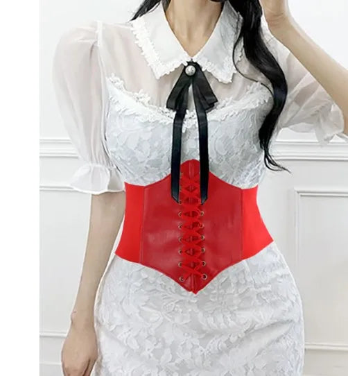 fashion solid color pu leather women's corset belts
