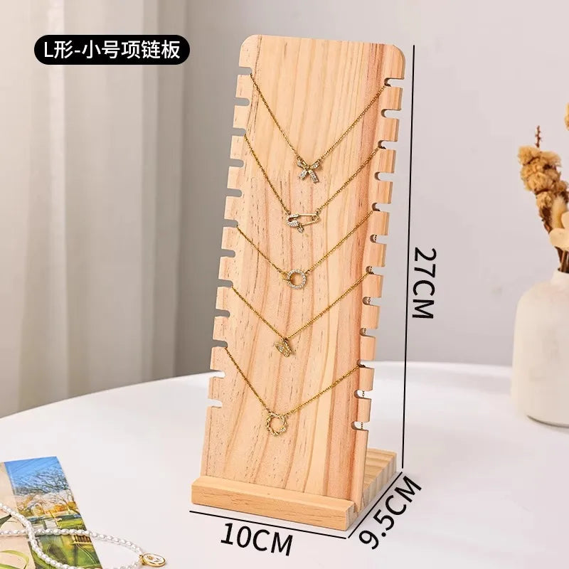 Premium Solid Wood Jewelry Display Stand Pendant Bracelet Vertical Detachable Accessory Board Gemstone Fashion Artistic Props