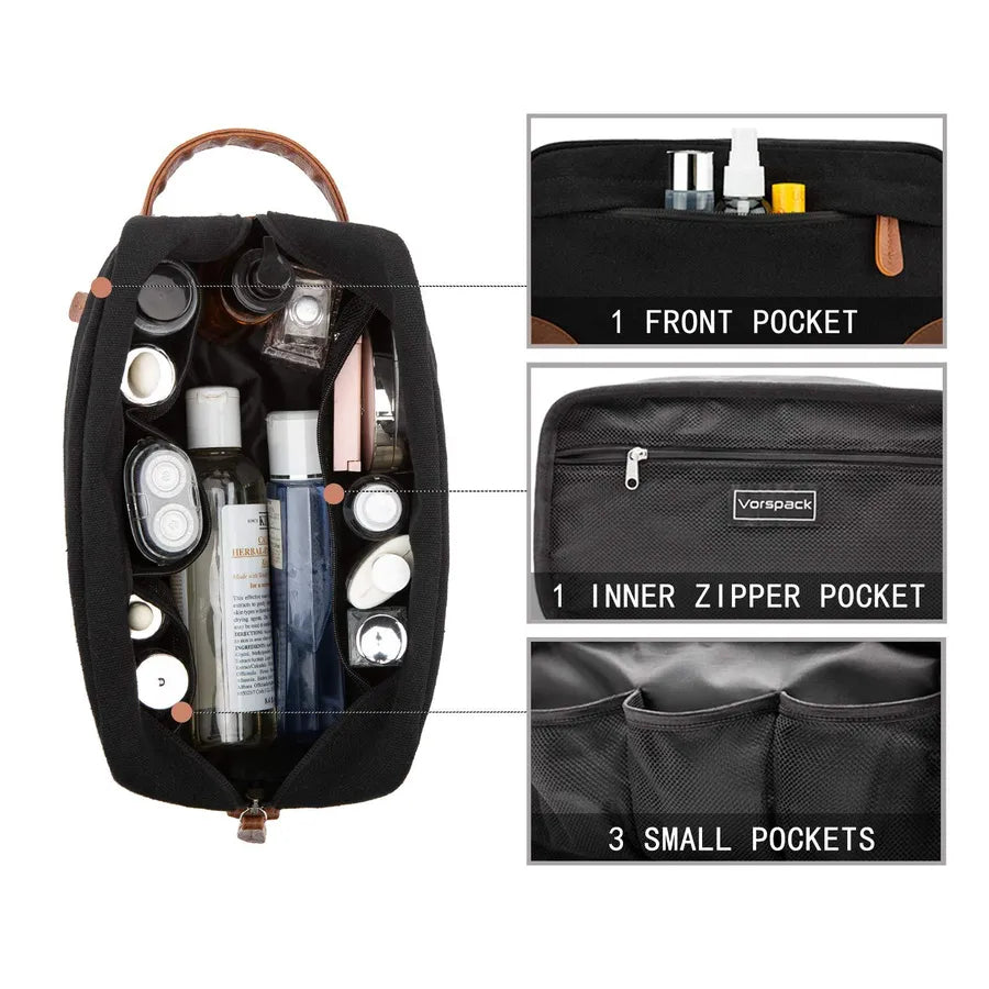 men's solid color canvas zipper cosmetic bag