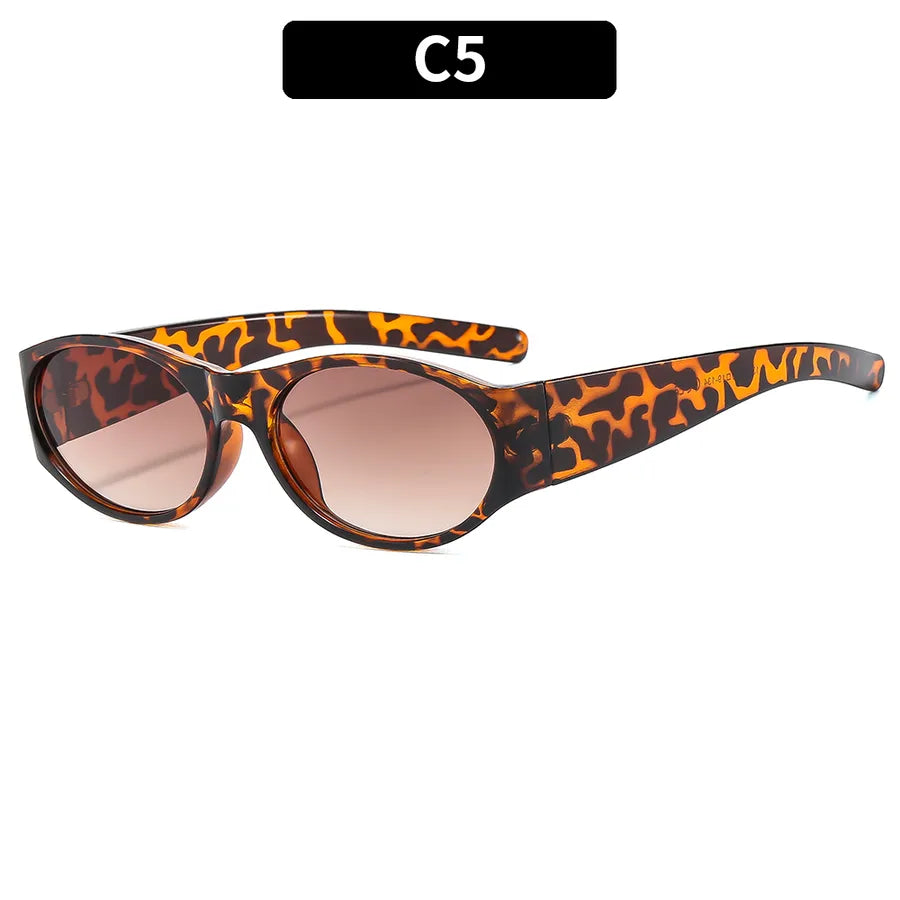 casual vacation geometric ac oval frame full frame men's sunglasses