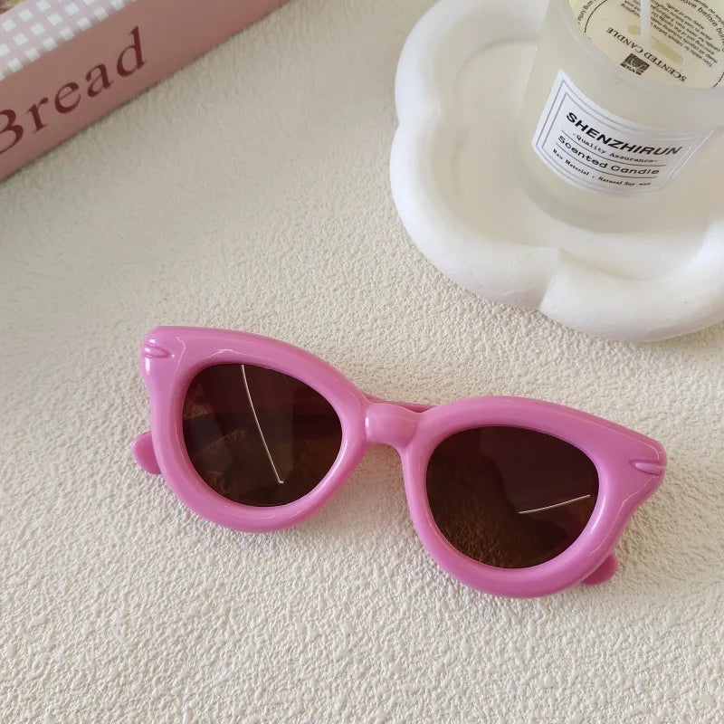 Sweet Simple Style Solid Color Resin Special-Shaped Mirror Full Frame Kids Sunglasses